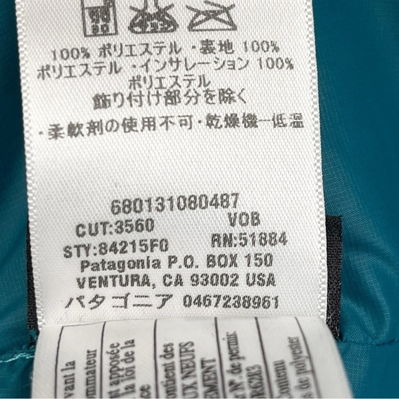 Patagonia Nano Puff Primaloft Diamond Quilted Full-Zip Jacket Turquoise Sz S/M - Picture 12 of 15